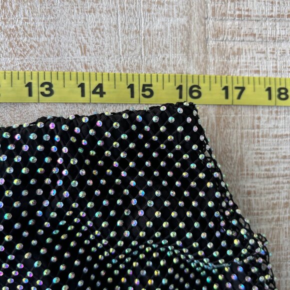 Miss Selfridge black diamante/beads mesh goth maxi skirt size 14 - Picture 9 of 11